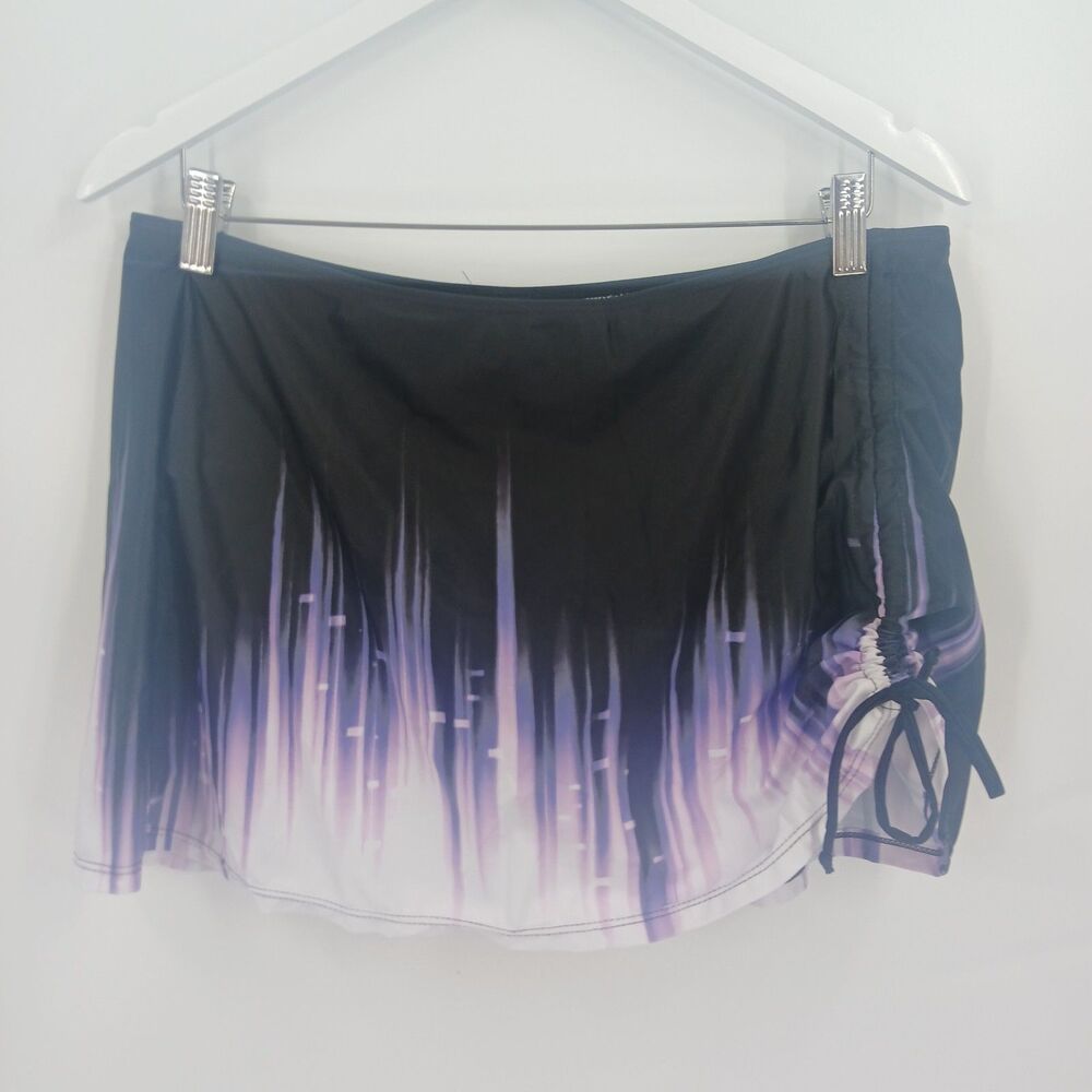 womans Denater Black & Purple Dip Dye Ombre Swim Skirt Skort plus Size 3XL
